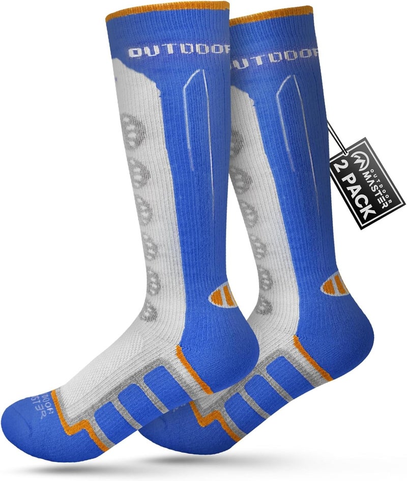 OutdoorMaster Kids Ski Socks, 2/3-Pack Merino Wool Compression Thermal Socks with Boys & Girls, Over The Calf Non-Slip Cuff - Image 1